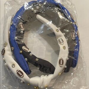 NWT Stylish Headbands with Pearls and crystals. Football themed. Set of 3